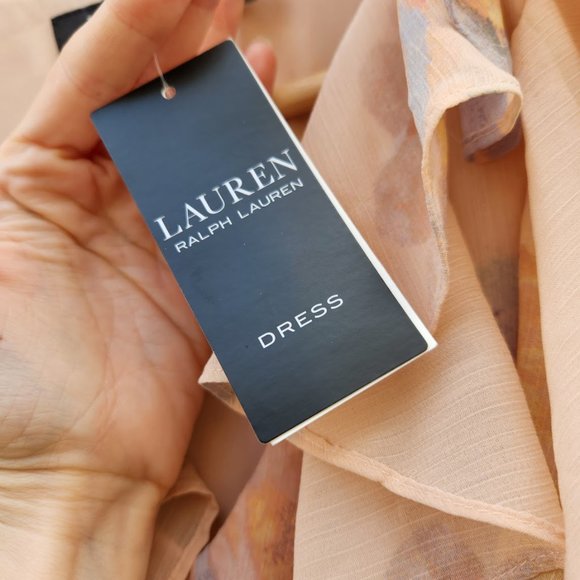 Lauren Ralph Lauren Floral Crinkled Georgette Gown in Blush Multi - Picture 5 of 8